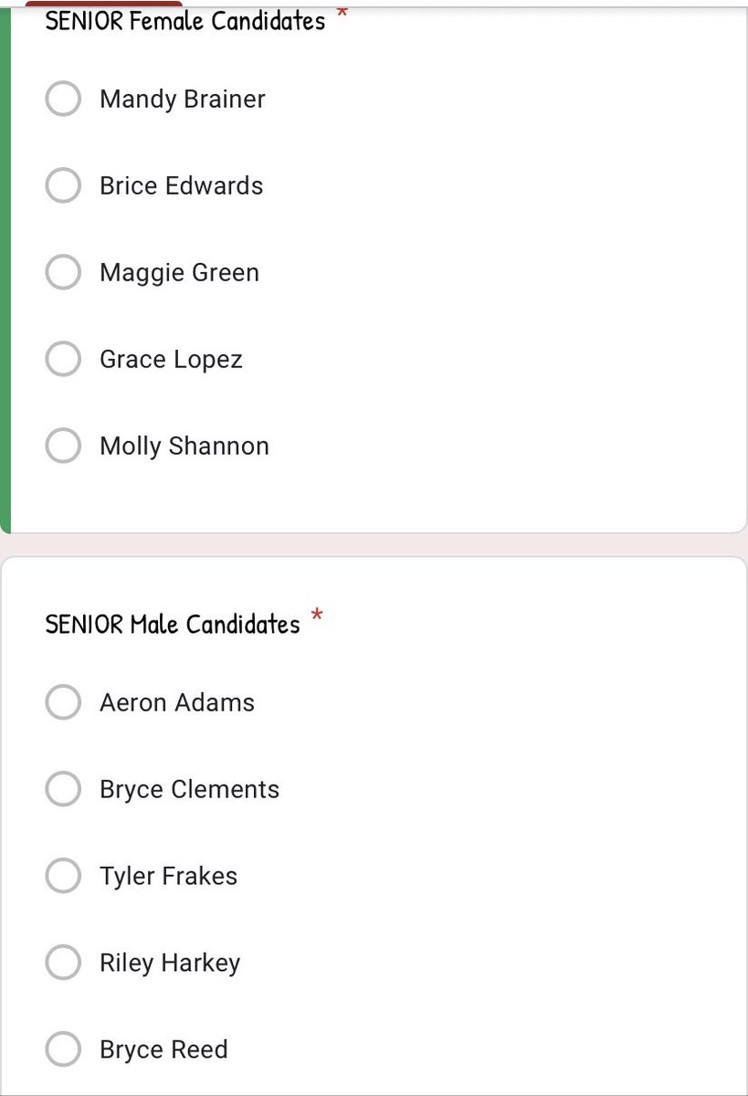 Your 2020 FB Homecoming Queen &amp; King candidates 👑👑