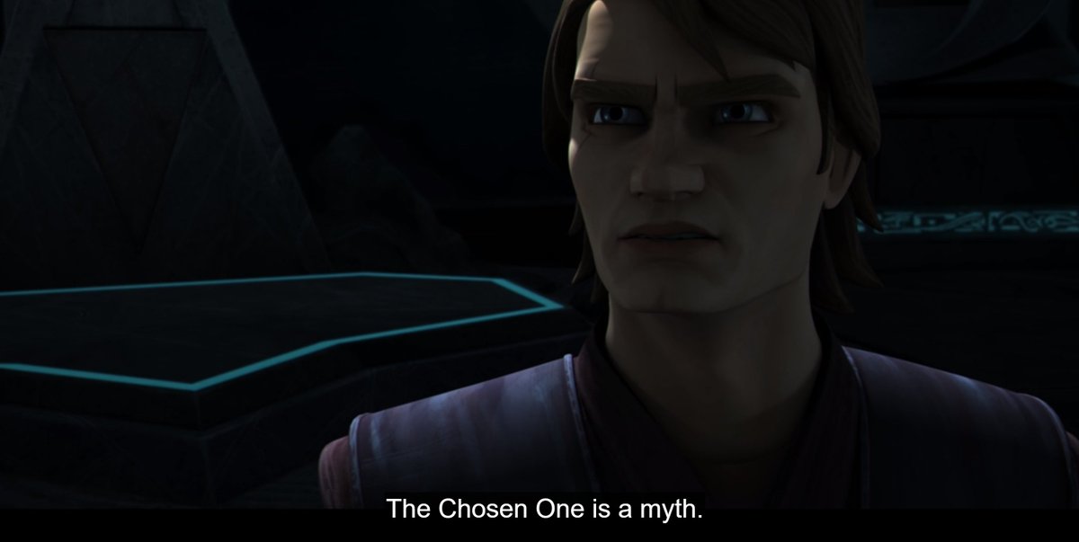They also talk about how the two beings, the Light and the Dark brought balance.This exchange about it being a myth is also just like Anakin in CW telling the Father that the Chosen One is a myth.