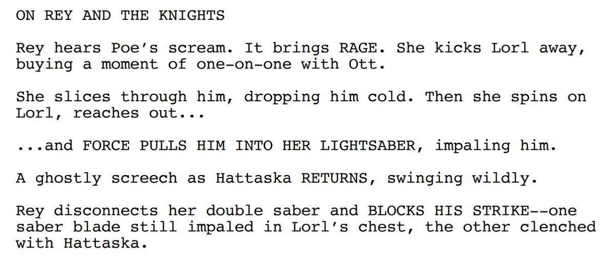 So Rey ends up fighting with the Knights of Ren and goes into a rage and gets super dark. And just like in TROS, she shoots Force lightning. Except this time it's purple (hmm similarly to the Son of Mortis who has red lightning).