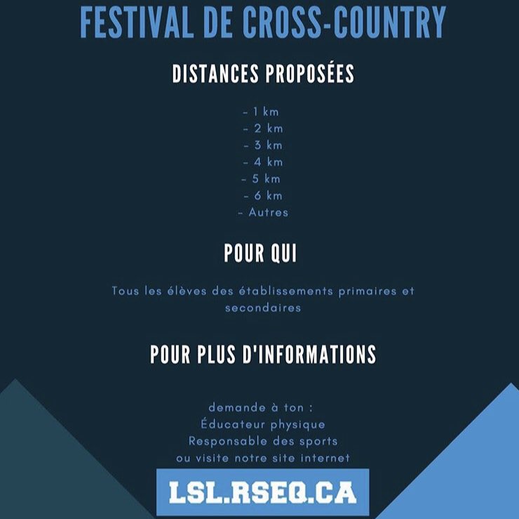 RSEQ_LSL's tweet photo. Le cross-country est de retour à l’automne dans une forme un peu différente! #lslcrossvirtuel #RSEQLSL https://t.co/cw0HGXeqN8