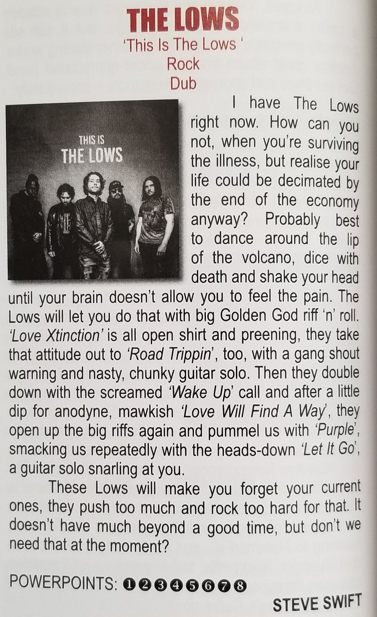 Honored to receive 8/10 rating in the August edition of <a href="/Powerplaymag/">POWERPLAY</a> all the way from the UK! Thanks to Steve Swift for the outstanding review! #TheLows #keepitonthelows #thisisthelows #powerplaymagazine