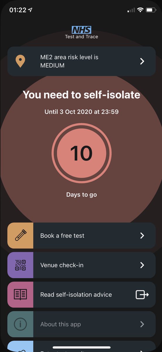 I wanted to see what would happen if I told the #NHSCOVID19app that I had symptoms (I don’t), I can’t turn it off! Am I legally required to self isolate now? 😂 https://t.co/I6V7MD8Trb