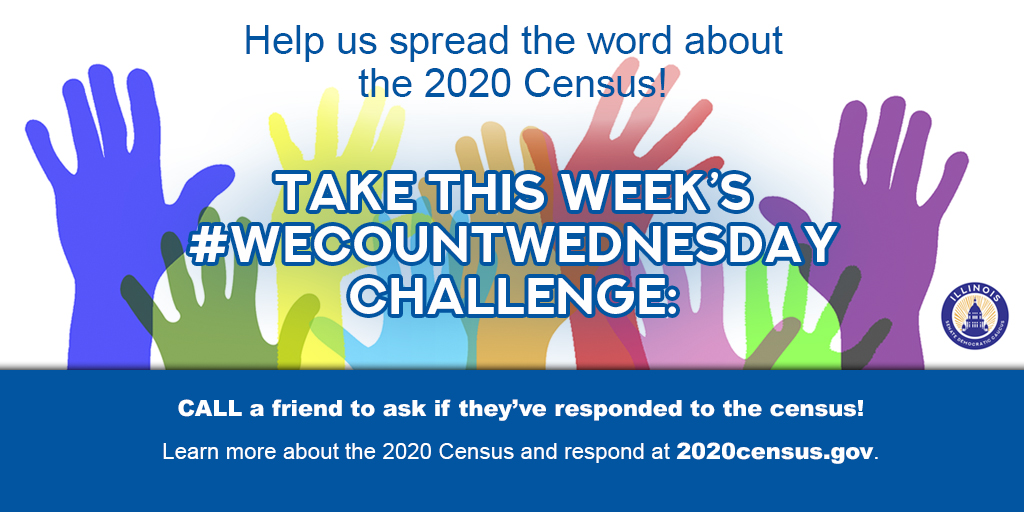 SenatorSara6's tweet photo. This #WeCountWednesday, we’re relying on you to get the word out about the #2020Census! CALL a friend, loved one or neighbor to ask if they’ve responded. With just one week left in the count, there's no time to waste! Get started at https://t.co/o4jEc0Qp9B. https://t.co/CEf1ru7K3w