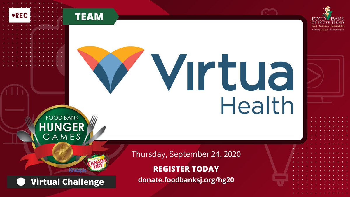 foodbankSJ's tweet photo. Competing in the Food Bank Hunger Games Virtual Challenge is team Virtua! Tune in Sept. 24 at 7pm to watch LIVE. Register at https://t.co/s6YPt6c0Pl. #CakeDesignChallenge #FBSJHungerGames @VirtuaHealth https://t.co/Kjg2QBAKSS