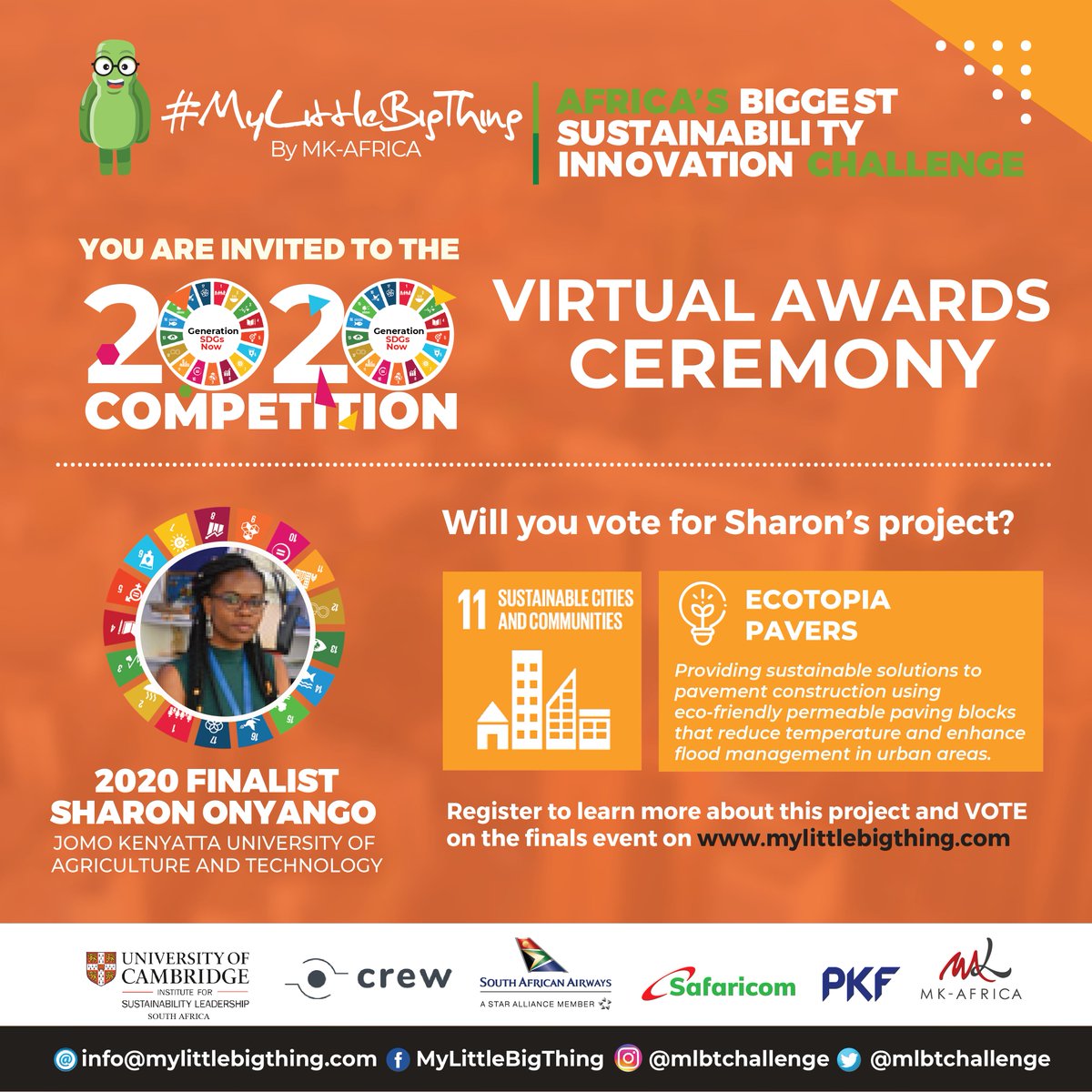Finalist Profile: Ecotopia Pavers seeks to provide sustainable solutions to pavement construction to reduce temperatures &amp; enhance flood management in urban areas. Join our finals event from 9 AM EAT to learn more: bit.ly/35SY3z2

#MyLittleBigThing  <a href="/SafaricomPLC/">Safaricom PLC</a> <a href="/PKFEA/">PKF in Eastern Africa</a>
