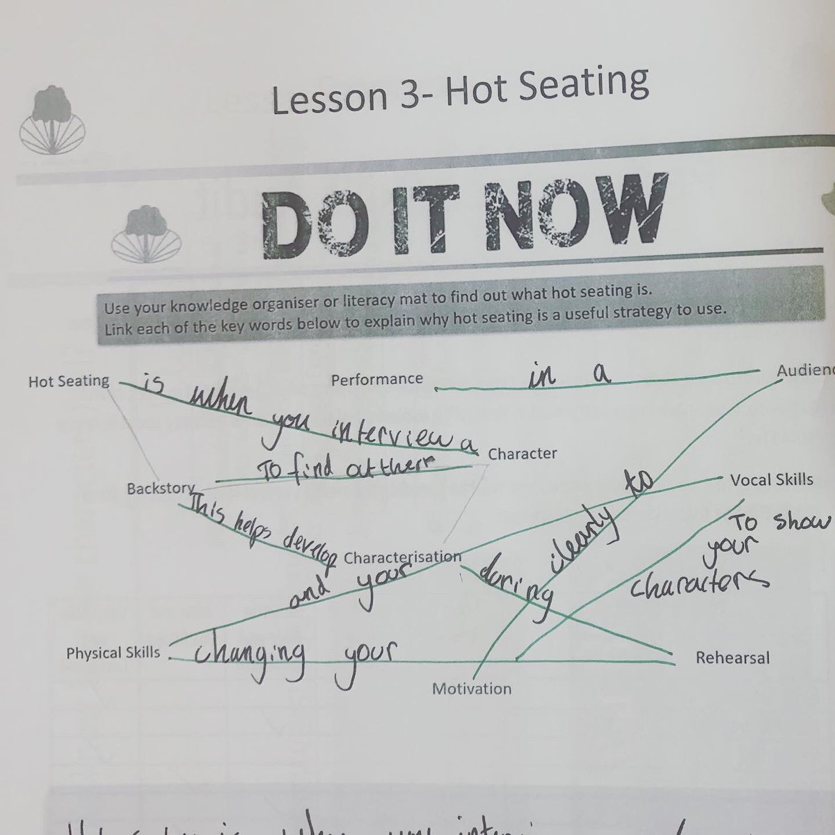 StockgrnCapa's tweet photo. Year 7 drama students this week are learning about hot seating, using their prior knowledge to help them scaffold a definition...#knowledgeretrieval They are then working together to create effective questions before putting this into action! 🙌🏻 #CAPA #drama https://t.co/CAgbdfEunc