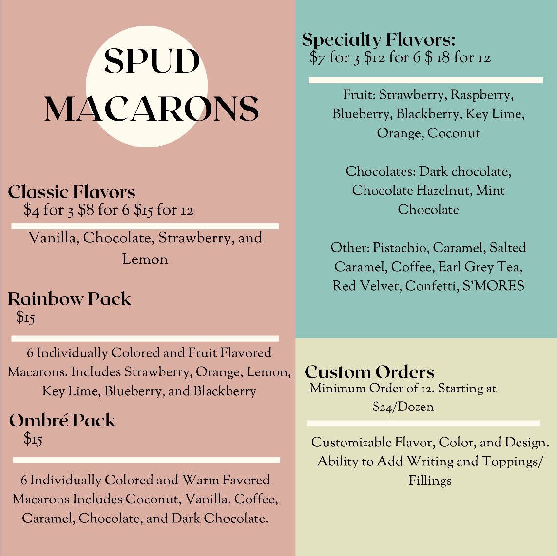 spudweek's tweet image. SPUD MACARONS ARE HERE! Order your favorite French cookies for a cause! All profits go directly to SPUD 2021. To order, text Seth Johnson at (405)778-0815