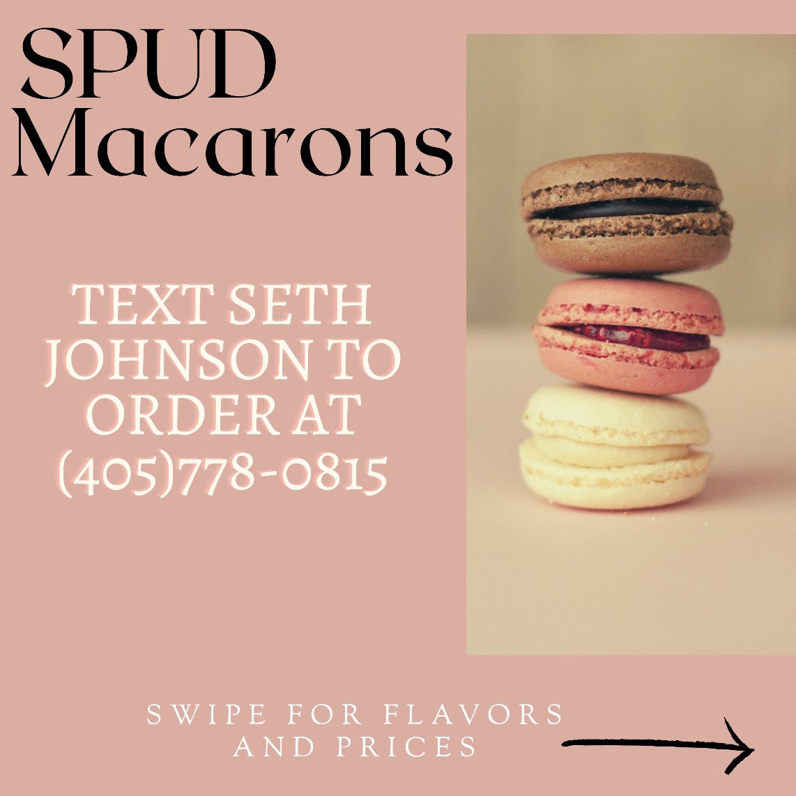 spudweek's tweet image. SPUD MACARONS ARE HERE! Order your favorite French cookies for a cause! All profits go directly to SPUD 2021. To order, text Seth Johnson at (405)778-0815