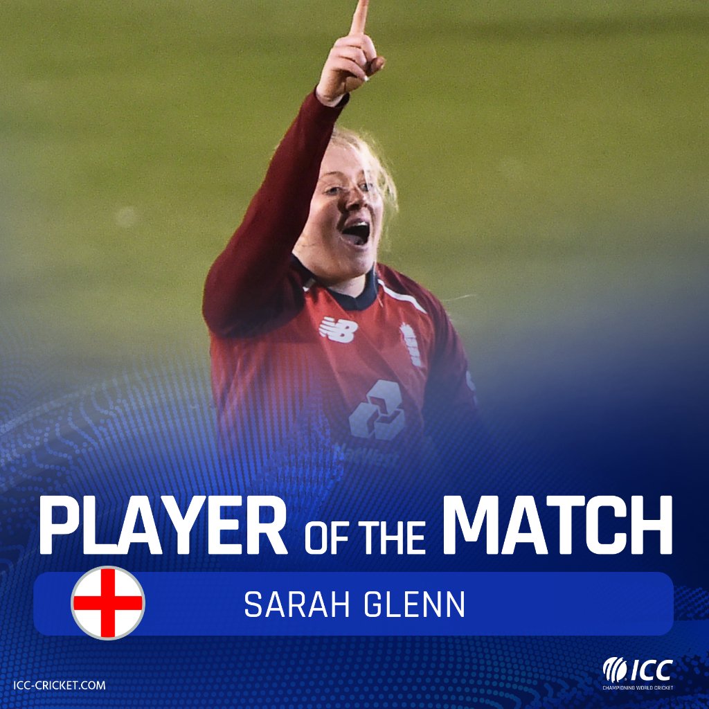 26 off 19 with the bat 🏏 
2/24 with the ball ☝️ 

A superb all-round display from Player of the Match, Sarah Glenn 🏅 

#ENGvWI