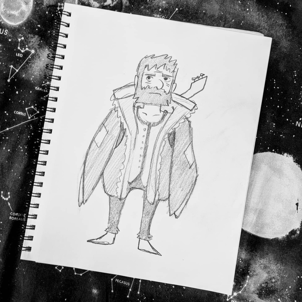 BrettScript's tweet photo. A full body cartoon shot of my #dnd5edition #characterdesign from our #dnd #oneshotadventure last Saturday. #art #sketchbook #sketchdump https://t.co/JyRLrtyQAK https://t.co/Hqva6vpUFP