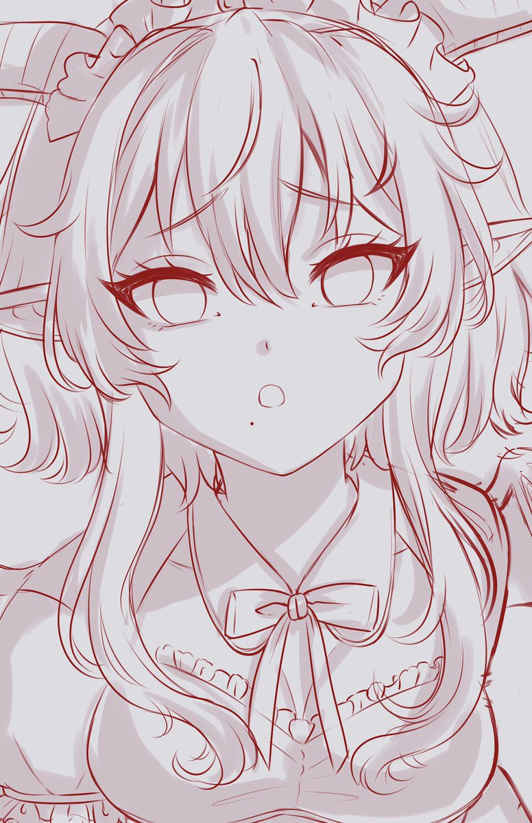 Working on a print of my oc, Asther 💕💕 #originalart #originalcharacter #oc #animemaid #animegirl #maid #onigirl