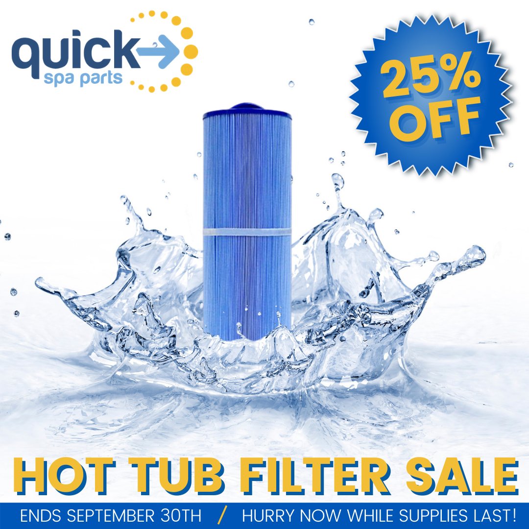 QuickSpaParts's tweet photo. Our most popular hot tub filter is 25% OFF!

Shop now while supplies last!

https://t.co/aoO9RxixlW

#spa #relax #calspas #quickspaparts #filter #filters  #hottubs #outdoorliving #hottubtime #pool #wellness #hottubparty #luxury #s #summer #love #swimmingpool #swimspa #hottubbing https://t.co/huEFtqlUBT