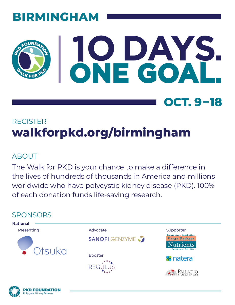 UABPKD's tweet photo. Save the date for the Walk for PKD - Oct 9-18. For more details https://t.co/b8QD8uoWYe! https://t.co/4dBCUSy4ok