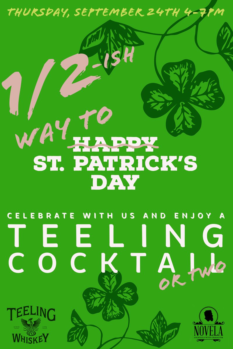 Come join us tomorrow, 1/2 way to St. Patricks Day (woah)! 😬🥂