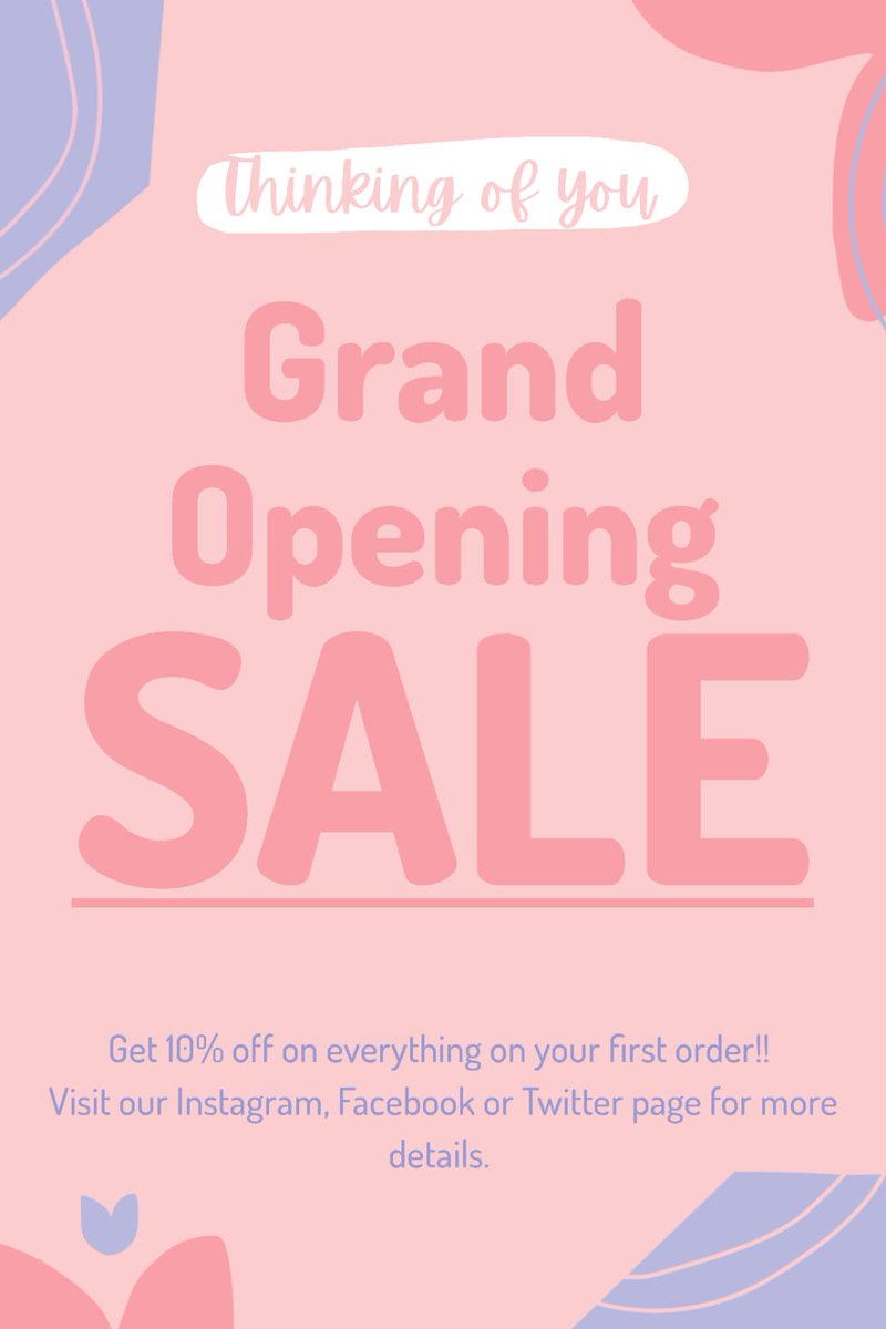 Thinking_ofyou2's tweet photo. We are so excited to announce about the grand opening of our store. It's going to be a #superamazing sale for everyone. Moreover, we'll be distributing free candies and sweets for all those who'll be joining us on the grand opening day. So come and join us.🎉😋🎁🎊
#thinkingofyou https://t.co/jsMMjpVPEm