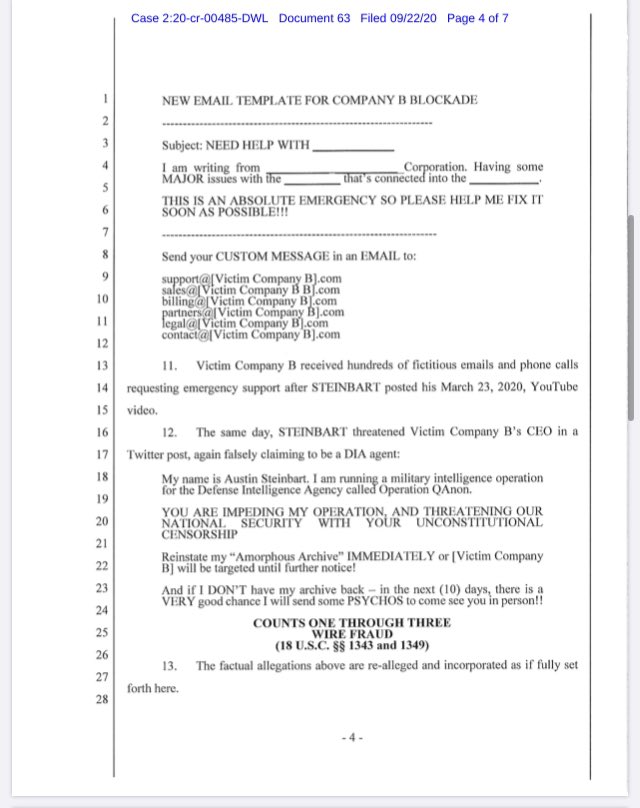 You  @austinsteinbart groupies can stop screaming "No indictment!" There is an indictment. Arraignment 9.30.20.  @1st5d  @musicqanon