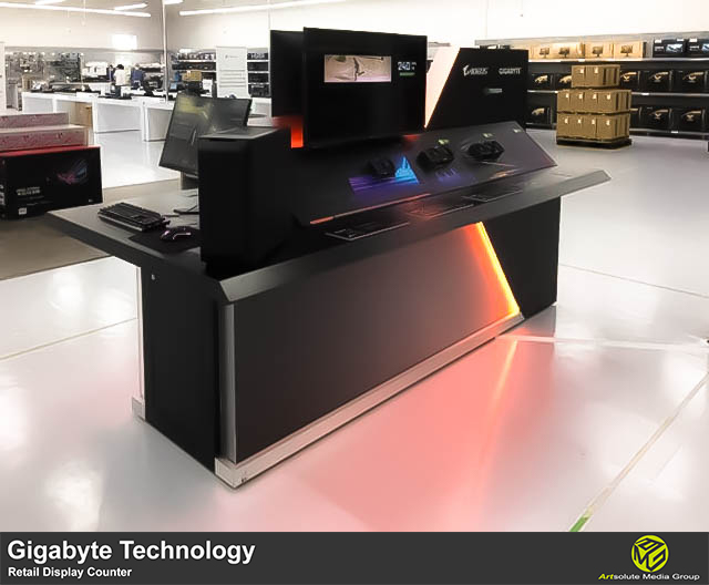artsolute's tweet image. Our Gigabyte Retail Display Counter finally arrived in Canada Computers &amp;amp; Electronics and we had it gorgeously set up. This pop-up display provides a high-tech shopping window to enhance user experience and deepen customer&apos;s engagement with the brand. 
#displaycounter #branding