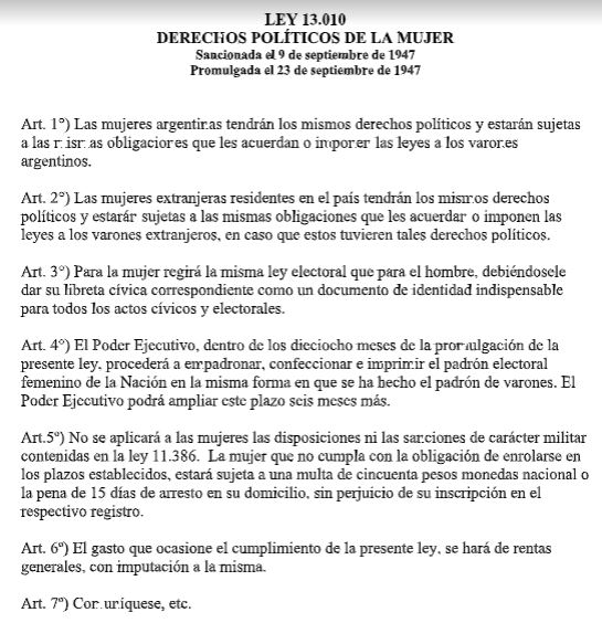 comtransmedia1's tweet photo. Hace 43 años que las mujeres podemos ejercer el derecho al voto. Un día como hoy pero de 1947 se promulgaba la Ley 13010. Aquí el documento histórico:
#sufragiofemenino #votofemeninoypopular https://t.co/rowfW6AxXQ