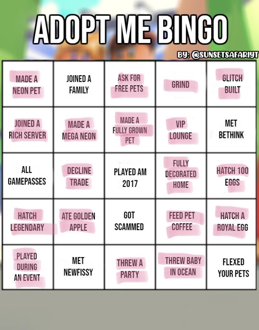 Code Sunset On Twitter Made Adopt Me Bingo Feel Free To Reuse Roblox Adoptme Adoptmetrades - who made adopt me in roblox