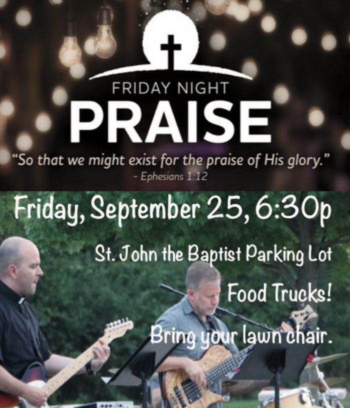fatherbudzinski's tweet photo. Concert and food trucks at St. John the Baptist, 4500 Fairfield Ave this Friday, 6:30. https://t.co/RSBPOD7gxH