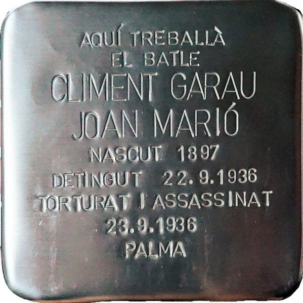 IStolpersteine's tweet photo. #OTD en 1936 era fusilado en Palma
CLIMENT GARAU JOAN MARIÓ
Alcalde de Porreres.
Una ⬜️ #RemStone ("Remembrance Stone") o "Pedra de Memòria" le recuerda en la puerta del que fue su Ayuntamiento. https://t.co/NjbZFijl5k