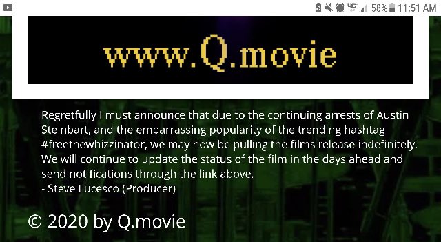 Guess we now know for sure why the Q Movie is "on hold."  #forfeiture