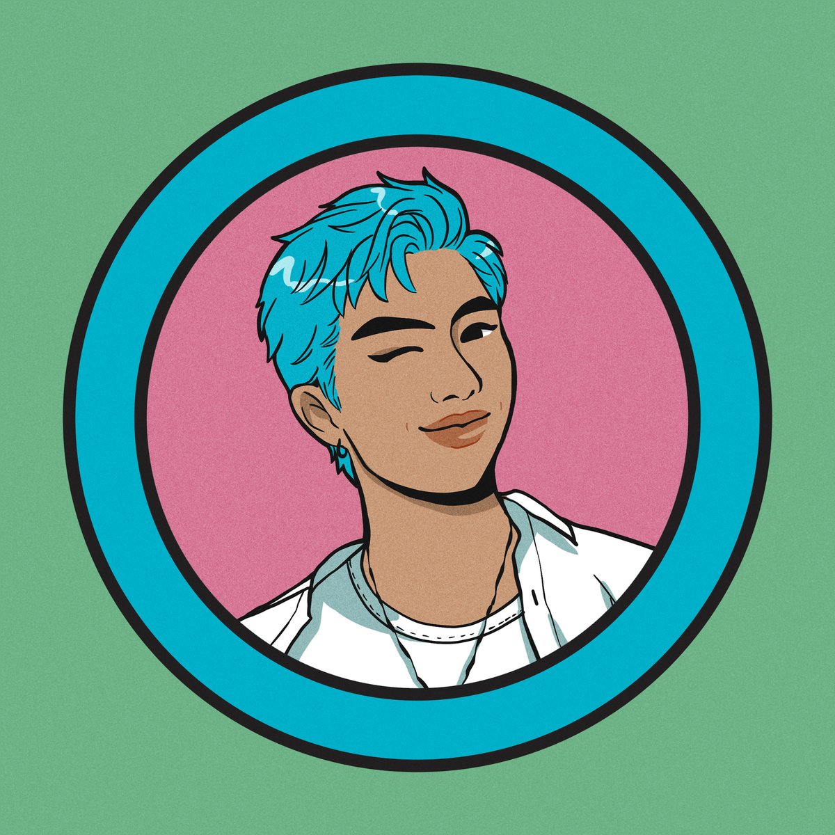 Gonna make this a thread with the illos if you're intersted to see! For the BTS member icon stickers, I drew them in  @Procreate the brush I used is the STUDIO PEN. I also used clipping masks & alpha lock. To get accurate skin tones I looked @ a lot of photos & color dropped