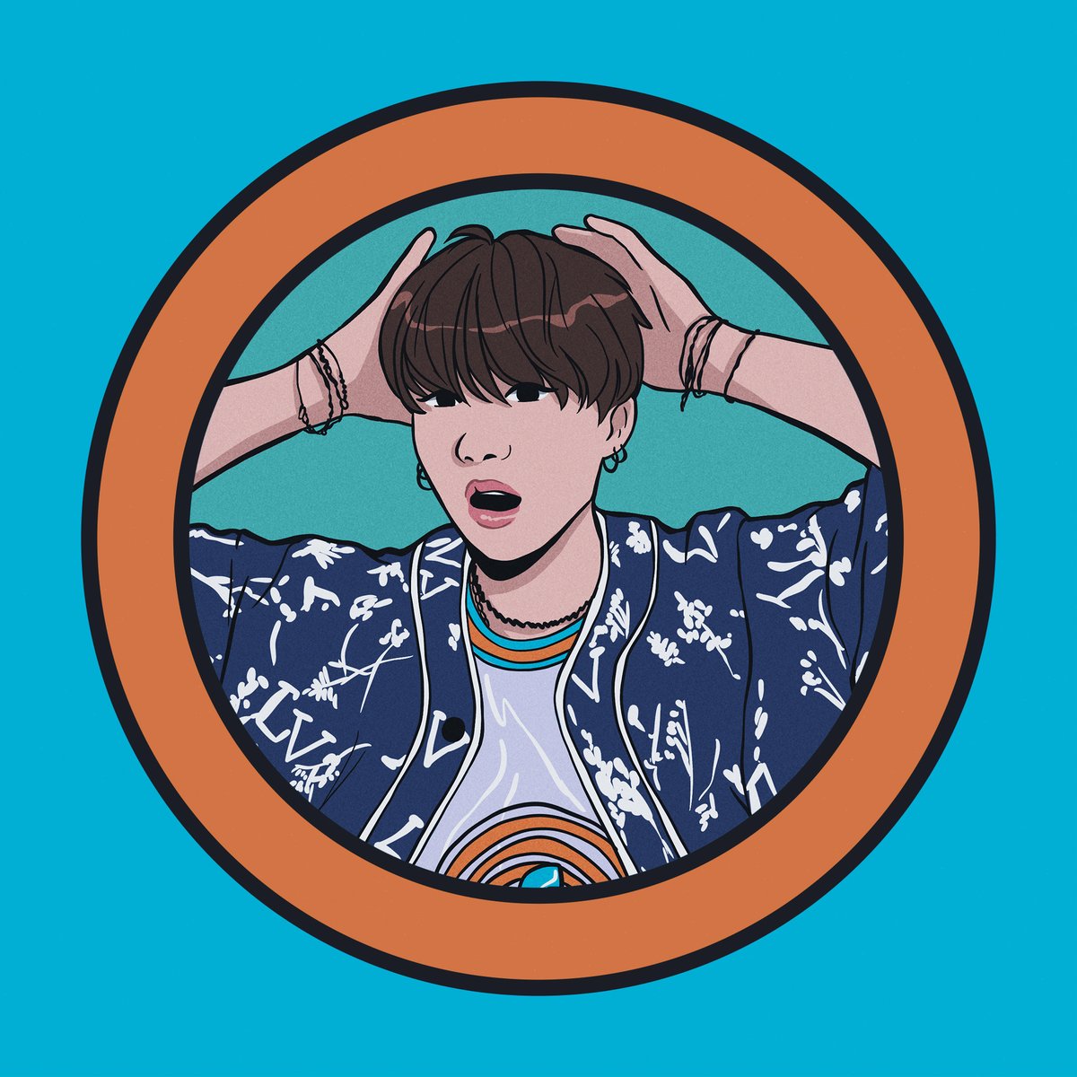 Gonna make this a thread with the illos if you're intersted to see! For the BTS member icon stickers, I drew them in  @Procreate the brush I used is the STUDIO PEN. I also used clipping masks & alpha lock. To get accurate skin tones I looked @ a lot of photos & color dropped