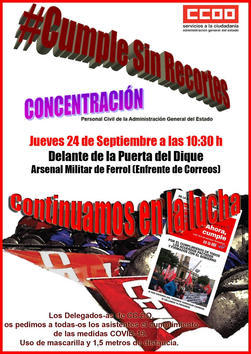 FomentoCCOO's tweet photo. #CumpleSinRecortes con el Convenio Único encuadrando a todo el personal en el nuevo sistema de clasificación profesional. #SOSderechos @sae_fsc_ccoo 
@javierueda13
@CarolinaDarias
@territorialgob 
@EPeconomia
@EFEnoticias
@FSCdeCCOO
@ CCOOGranada
@ defensaestatal https://t.co/gkEdPB0V25