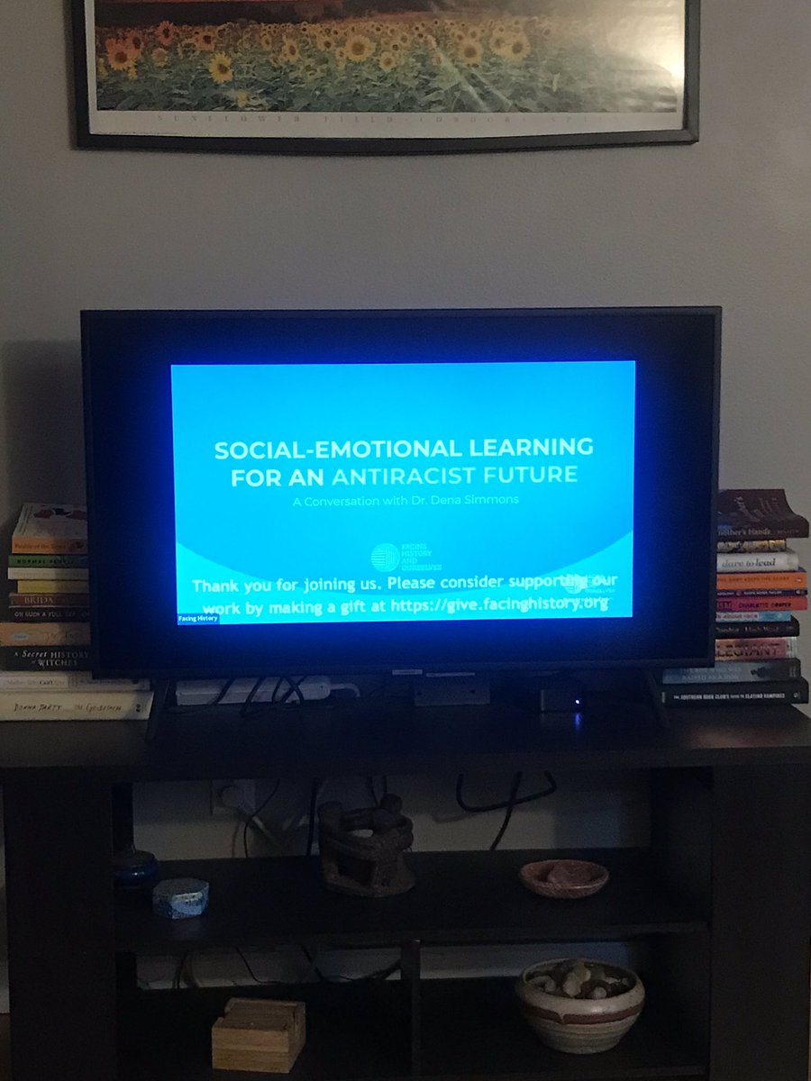Colleen_Allen14's tweet image. As always, I am uplifted by the words &amp;amp; wisdom of Dr. @DenaSimmons. “Good intentions 🚫 always=good outcomes.” “Are we open 2 multiple ways of being?” We need “SEL grounded in humanity otherwise it’s white supremacy w/ a hug or smile.” “What are u willing 2 give up?” #FHOnline