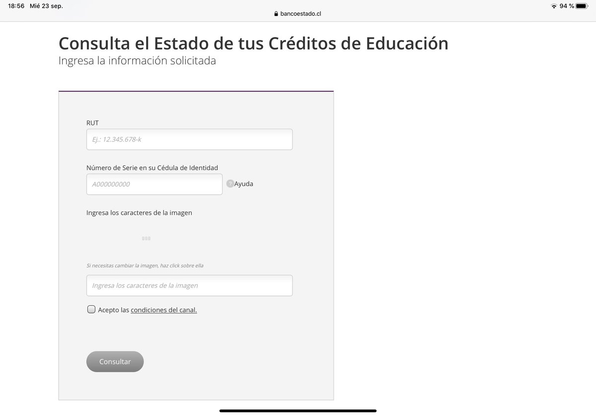 ProfeGuido's tweet photo. @BancoEstado Estimados no puedo pagar el cae; no cargan los caracteres. Dejo imagen. Saludos https://t.co/vsRmBxZUqM