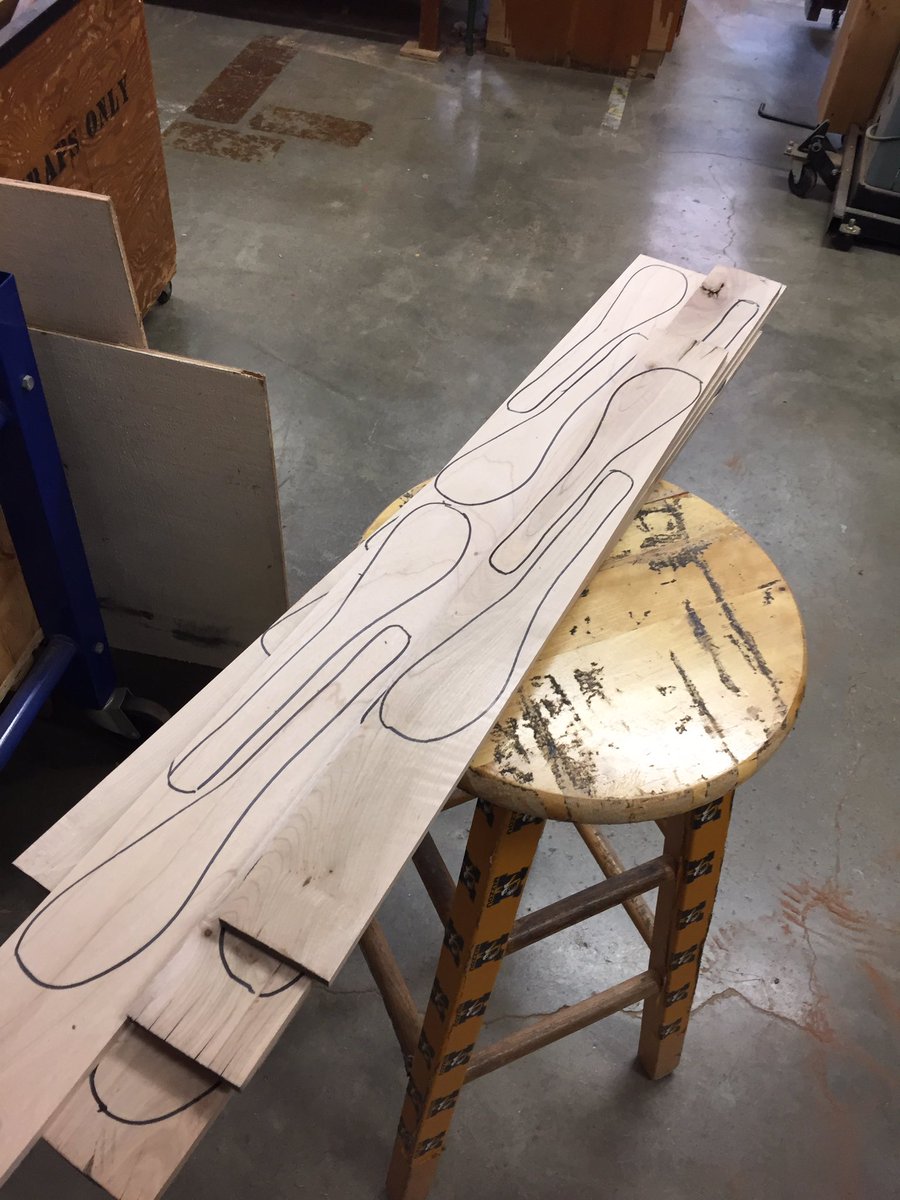 TeachAdams's tweet photo. If you were worried we wouldn’t have spoondoneday this year... we got it covered. Sending 7th graders home kits to make a wooden spatula. Belt sander not included. https://t.co/fTiTv4BSod
