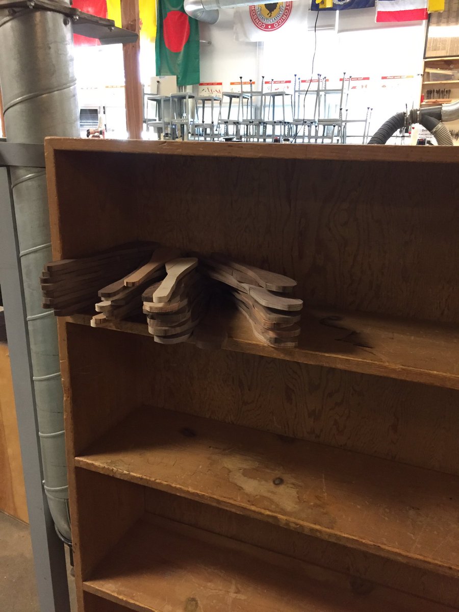 TeachAdams's tweet photo. If you were worried we wouldn’t have spoondoneday this year... we got it covered. Sending 7th graders home kits to make a wooden spatula. Belt sander not included. https://t.co/fTiTv4BSod