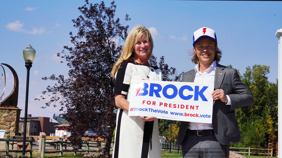 brockpierce's tweet photo. Big thank you to the Mayor of @CityOfCheyenne, @gofishwyo! We’re grateful she was able to join us earlier to #kickoff our tour to meet voters around the country! https://t.co/Z8lthJIc5E