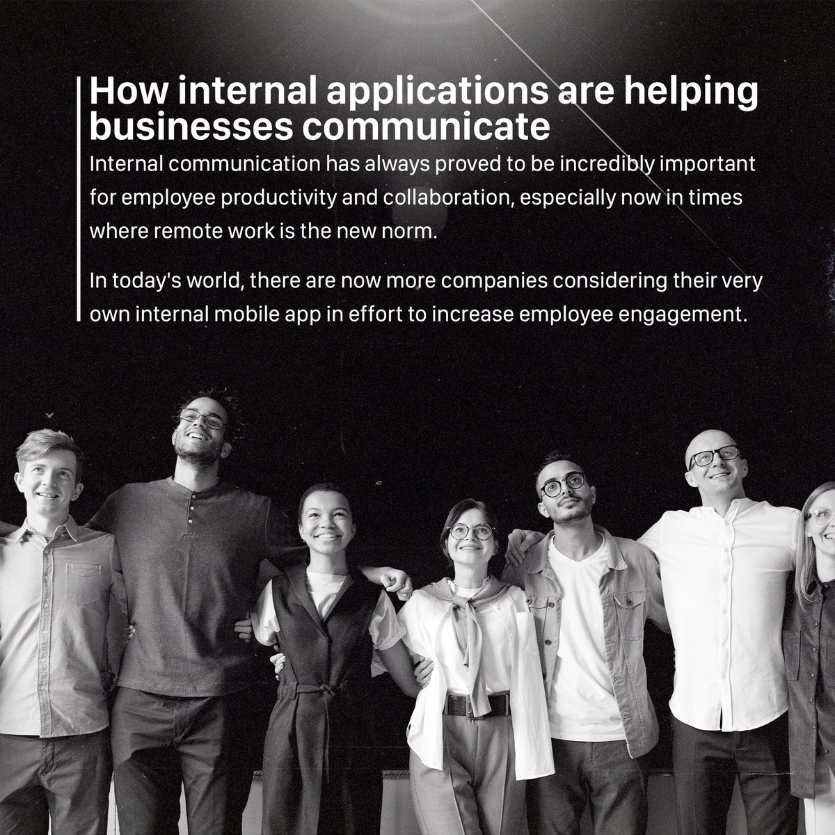 Sector7Apps's tweet photo. More than ever, #companies are looking for new ways to maintain #productivity &amp; foster #collaboration between #team members.

One way for keeping #employees engaged is by launching their own internal #mobile app.

Have questions? Reach out to us here! https://t.co/YkxIvoFDHO https://t.co/IetsPoQc6f