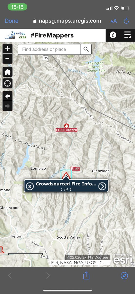 pjdohertygis's tweet photo. Fire Zayante in Santa Cruz Co.. looks to be above Weston Ridge Rd - #EllenFire
Map Link: https://t.co/xjiOHIssyK
Evacuation Info: https://t.co/XDz7orpmG1
Fire Info: https://t.co/MEr3Rc5RLe
#FireMappers https://t.co/VgNhS4cADe