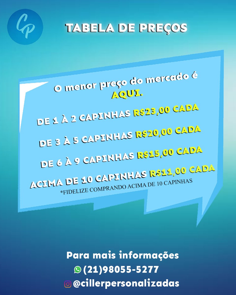cillercapas's tweet photo. Seja um revendedor de capas personalizadas! 
.
.
Fazemos com qualquer imagem
.
.
.
Mais informações: 21 980555277 

*vendemos capas no atacado e varejo!!!
Instagram: @cillerpersonalizadas https://t.co/a9zM7xPW7o
