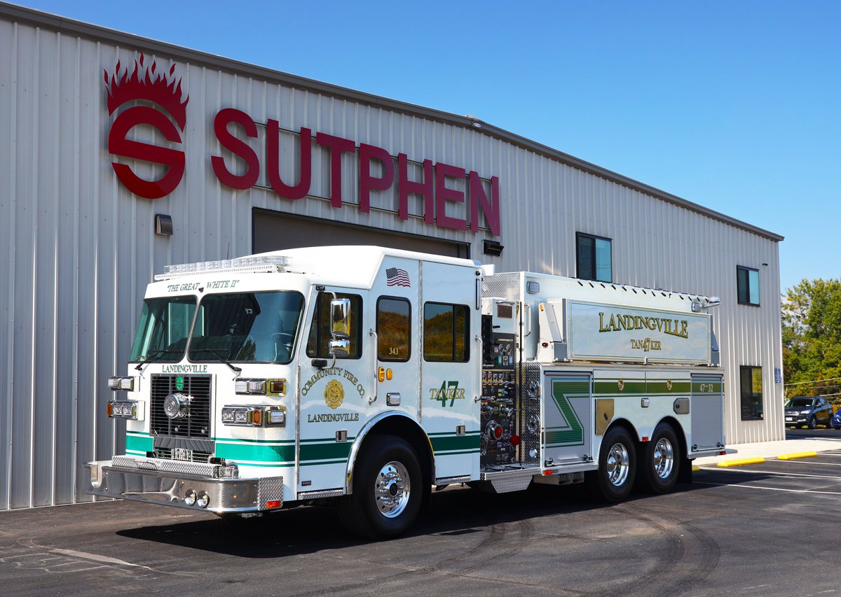 SterlingBizTech's tweet photo. Sutphen East Delivers 100th Fire Truck Manufactured in NE PA.  This 3000-gallon pumper/tanker truck with a 600-hp engine is custom built for the Community Fire Company in Landingville, PA.  Visit https://t.co/igQ53X6AcU or https://t.co/Kc2D6lAHa1 for more information. https://t.co/K9E4VGuRAp