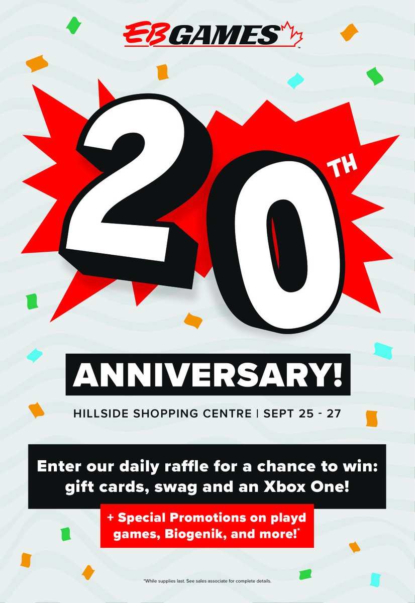 Eb Games Canada On Twitter The Hillside Shopping Centre Ebgamescanada Location In Victoria Bc Is Celebrating It S 20th Anniversary September 25 27 Drop By To Enter A Daily Raffle For A Chance