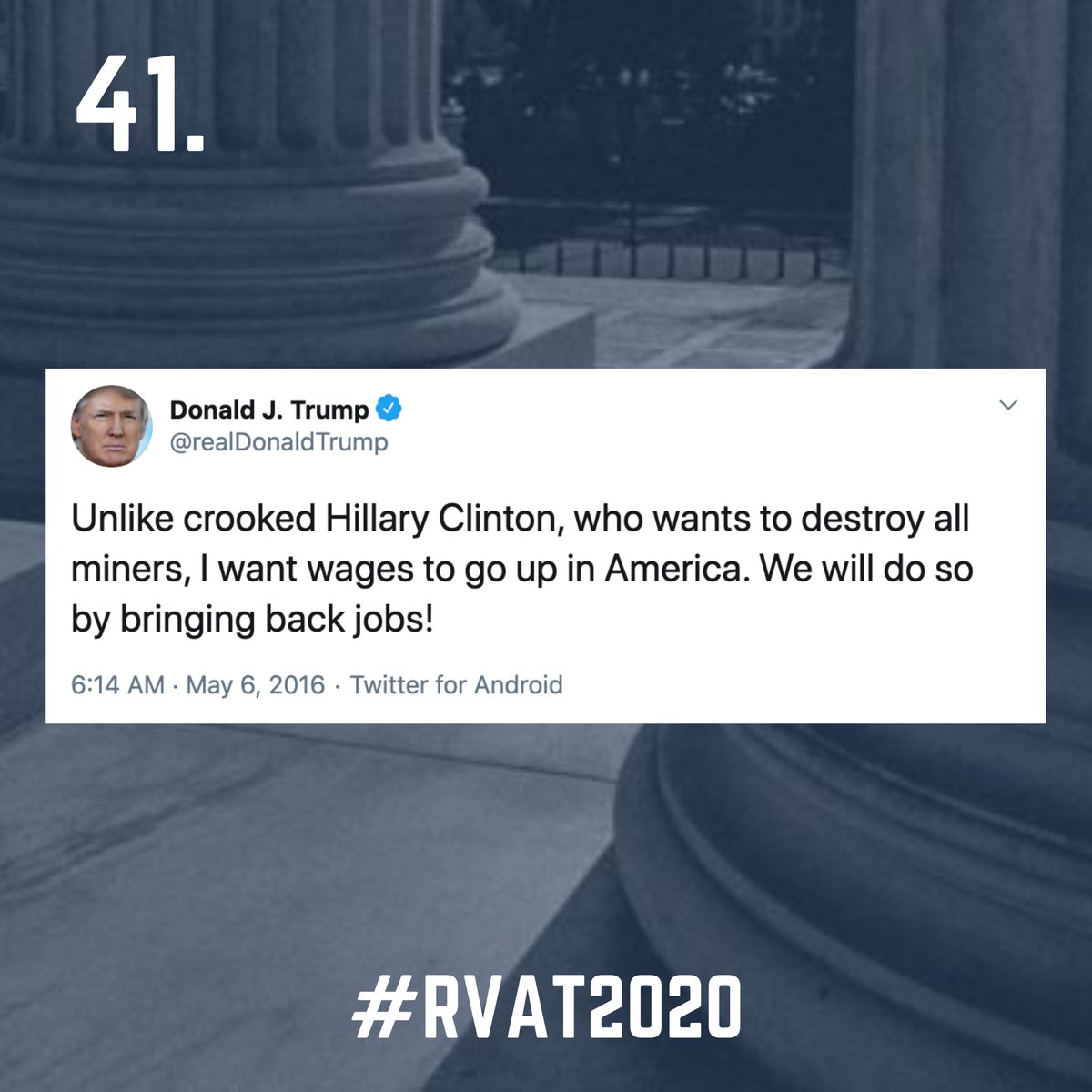 41. How did this turn out?2016-2018: 1,800 factories lost.2019: 1,000 mining jobs & 12,000 primary metals manufacturing jobs lost. Manufacturing employment numbers stagnated after 9 years of steady growth. 12,000 manufacturing jobs lost in December 2019 alone.