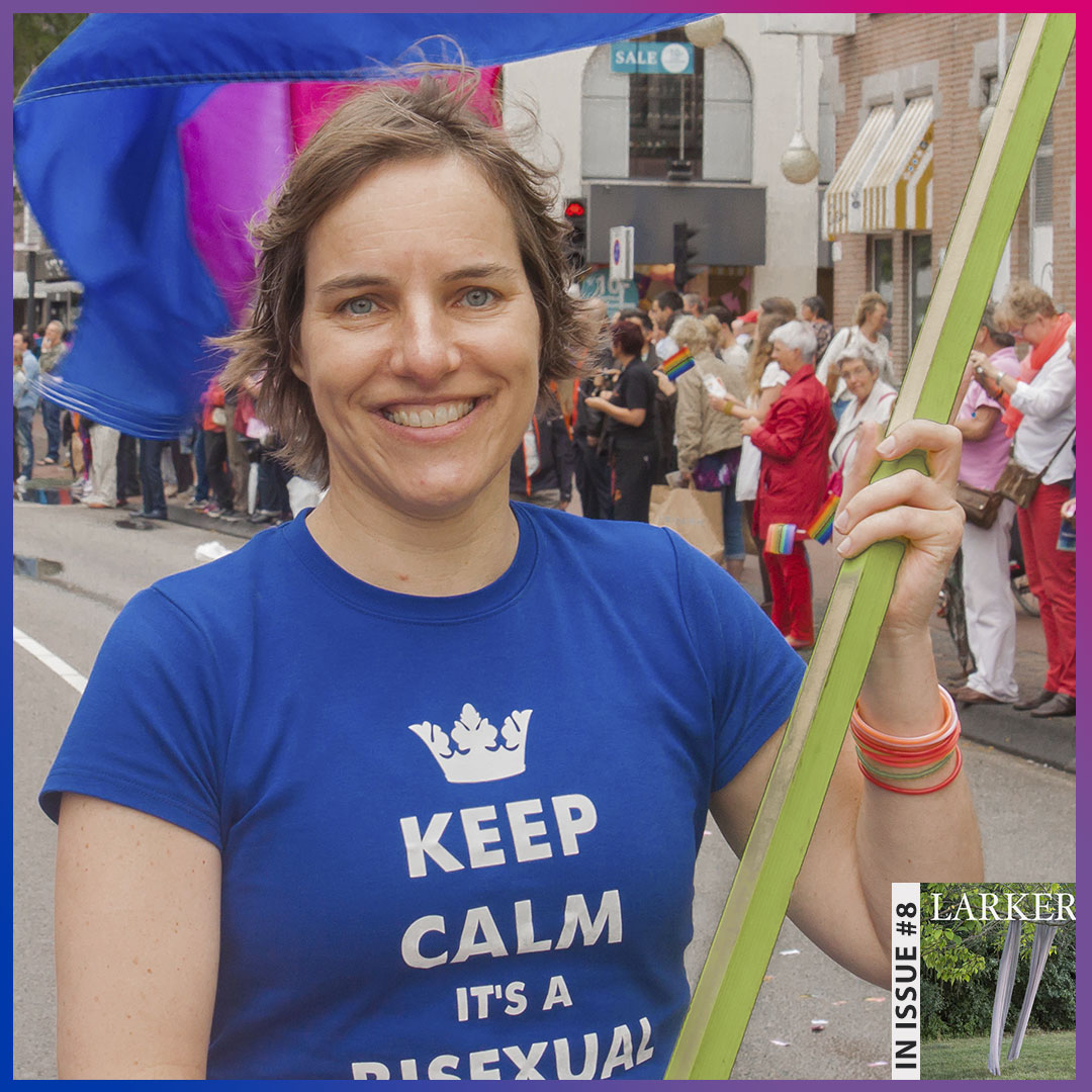 On #BiVisibilityDay <a href="/LarkerAnthology/">Larker Anthology</a> celebrates <a href="/HildeVossen/">Hilde Vossen</a> of the Landelijk Netwerk Biseksualiteit, Netherlands, with #BiPride flag in 2014. <a href="/QueeraanZee/">Queer aan Zee</a>⁠ <a href="/EuroBiCon/">EuroBiCon</a> <a href="/EuroBiReCon/">EuroBiReCon</a> 

Featured in issue #8: bit.ly/2EnWnCa
#BiTwitter #BiWeek #Bisexuality #bi #CBD #biplus