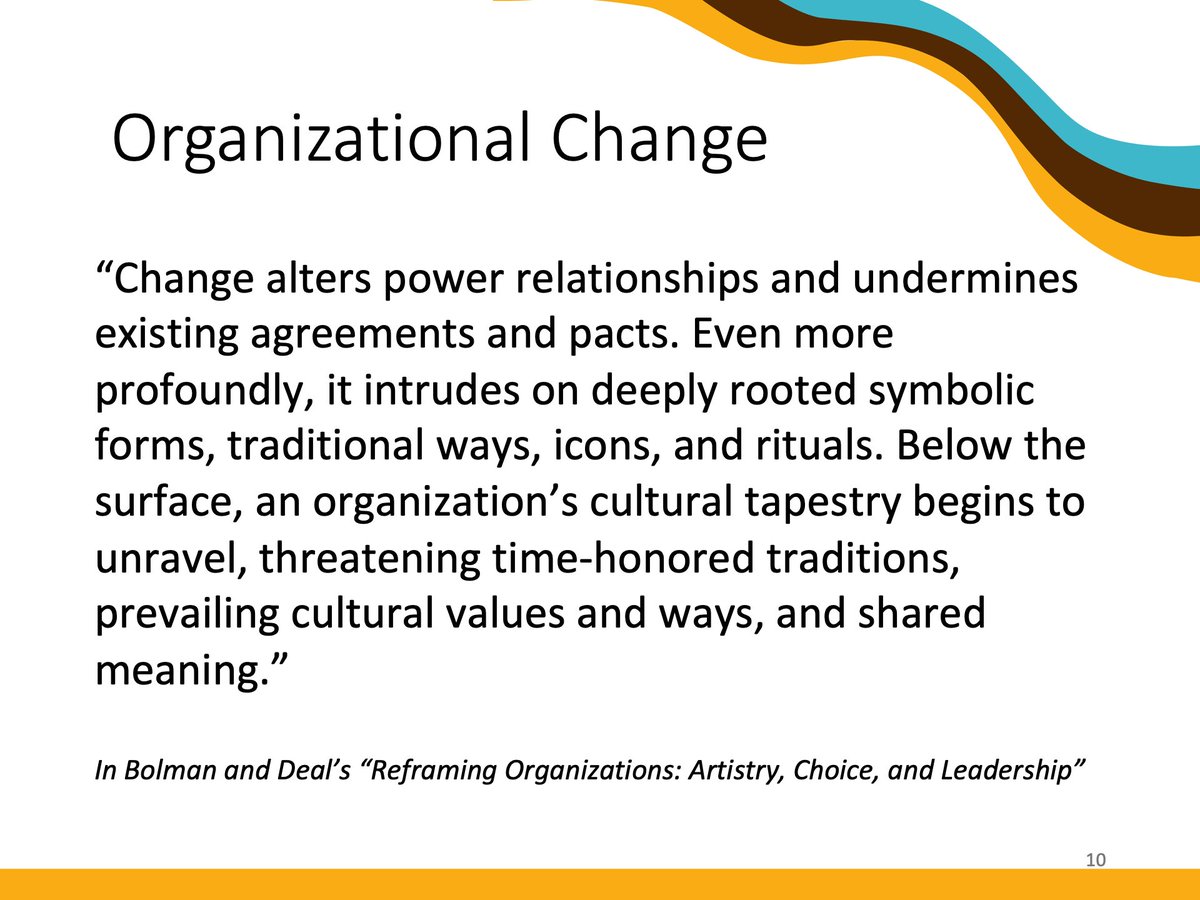 From the slide deck (about organizational change): Reframing Organizations – Artistry, Choice and Leadership
books.google.ca/books/about/Re…
#MarciaTalks #AntiRacism #AHSLP20