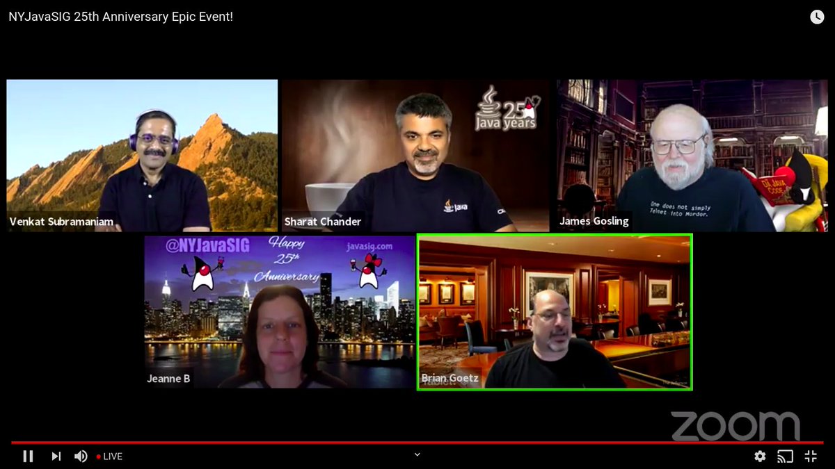 ajainy's tweet image. Attending live session with JAVA Gurus. Thanks @nyjavasig  #25yearsofjava