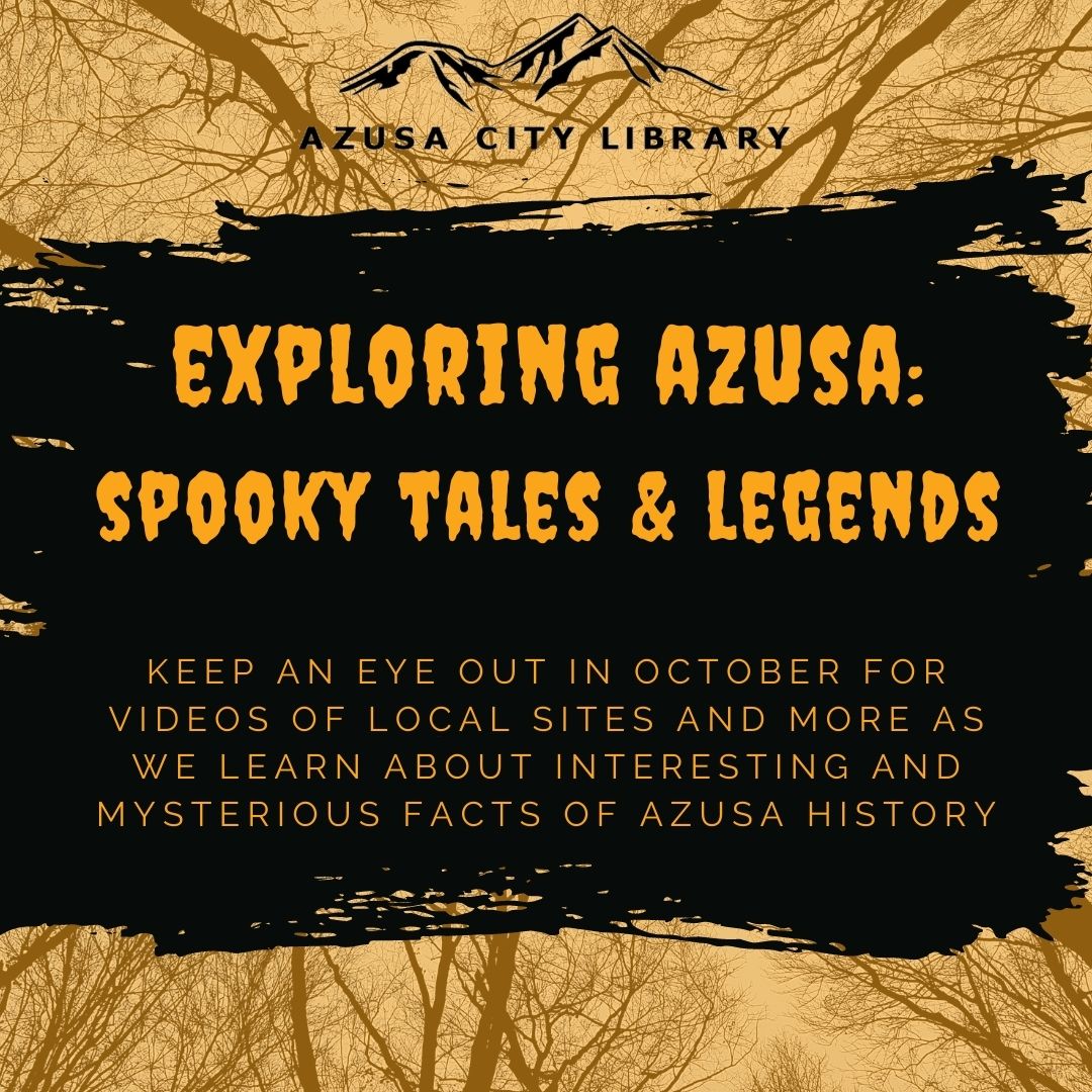 cityofazusa's tweet photo. If you've ever wondered about the history of certain landmarks in Azusa, stay tuned in October, when we'll explore fascinating (and sometimes spooky) facts about our city. #azusacitylibrary #azusahistory https://t.co/PKSB6tZigO
