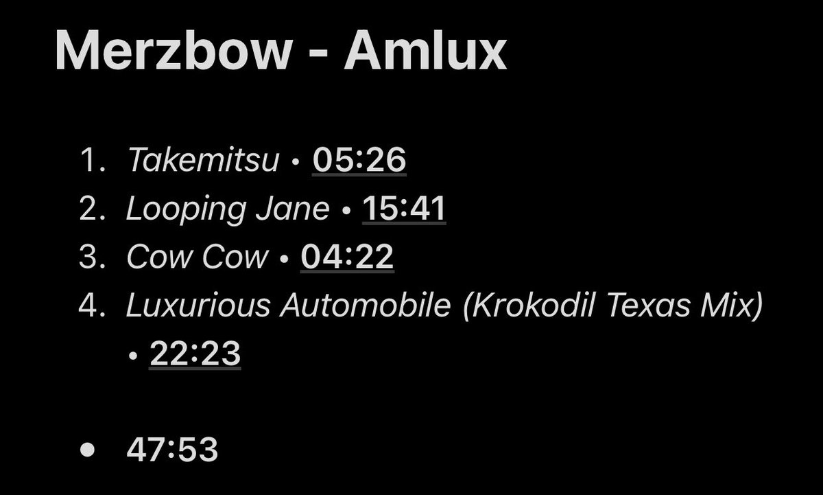 31/107: AmluxI love this side of Merzbow where he does a mix of Dark Ambient and Noise music. The atmosphere is just perfect on this album and the closing track is so captivating. I immerse myself into his obscure universe in this project and I think it’s absolutely stunning.