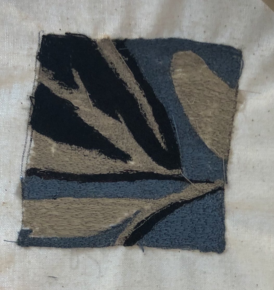 A camera shy, but very skilled scholar hiding behind his fantastic freehand embroidery sample inspired by the work of Eugene Seguy! 🙈 🧵#proudteacher