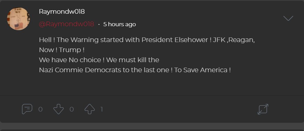 "Kill them all""Kill the fuckers and split""We must kill the Nazi Commie Democrats to the last one! To Save America!"