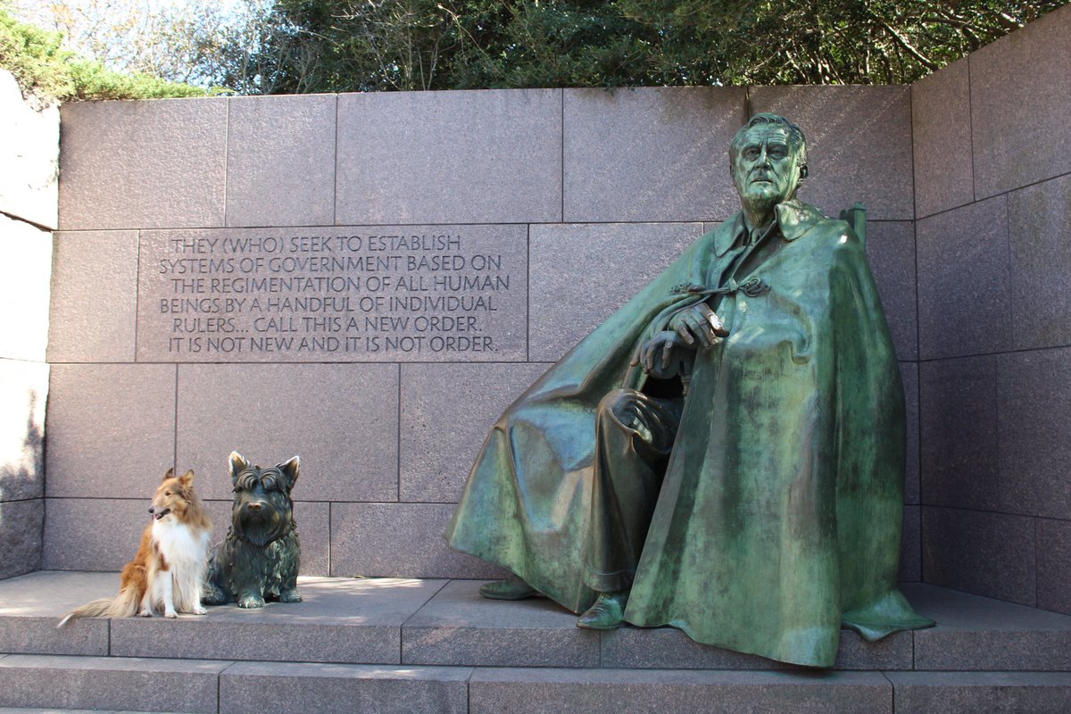 CollieCrusader's tweet photo. Itโs #DogsInPoliticsDay so hereโs #falathedog at the #FDRmemorial ๐
Itโs also known as #NationalCheckersDay for the speech #RichardNixon gave on tv ๐บ on this date in 1952 about politics and #checkersthedog
#colliecrusader4prez #presidentialdogs #iamnotacrook #dogsoftwitter https://t.co/b7VZfOG02N