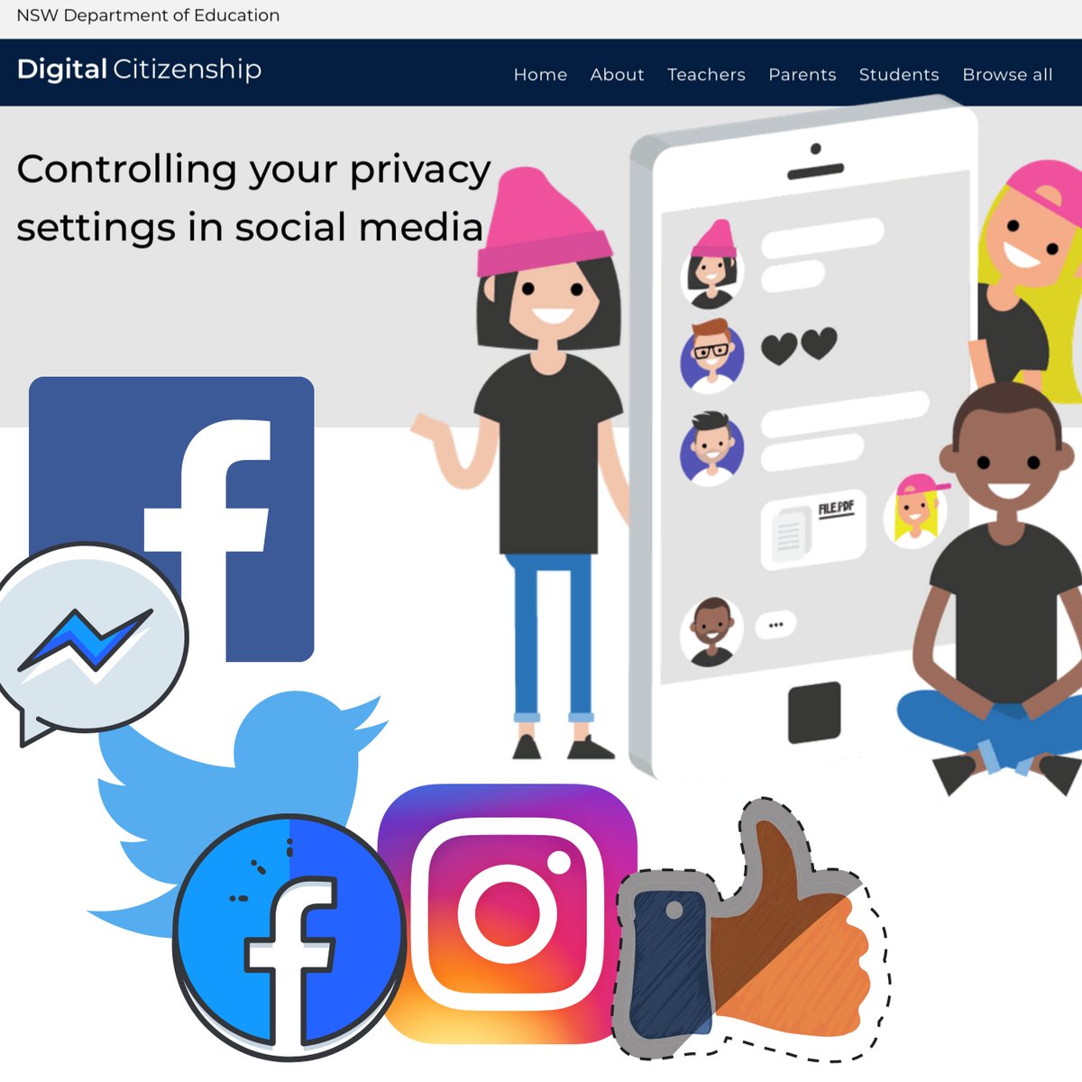 learnPSNSW's tweet photo. Over the school holidays check your social media privacy settings 

https://t.co/0OxRCeaOEE 

Stay in control of your social media over the school holidays by choosing what things you share, and who gets to see them. https://t.co/2YgY5JW1cX