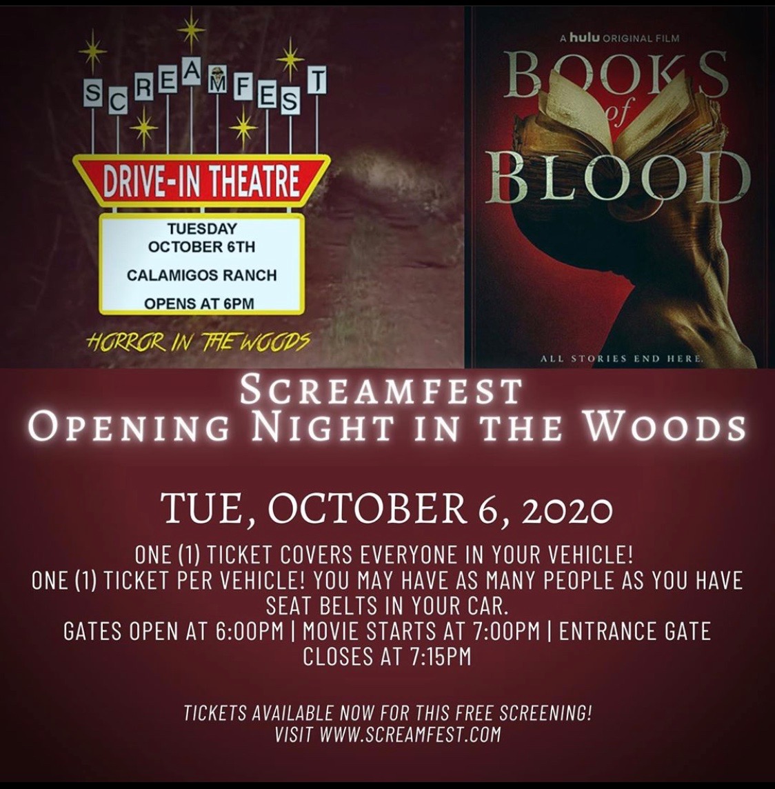 Proud moment for our little movie. Hope we live up to the name. #SCREAMFEST
eventbrite.com/e/books-of-blo…